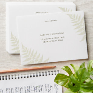 Light Green Fern Addressed Wedding Invitation Envelope