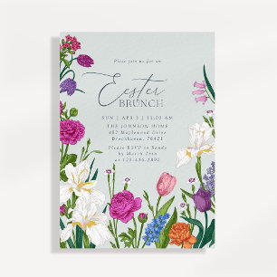 Light green Floral Elegant Easter Brunch Invitation