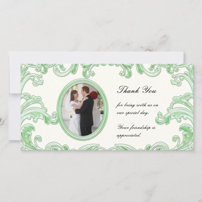 Light Green Flourishes Photo Card (Front)