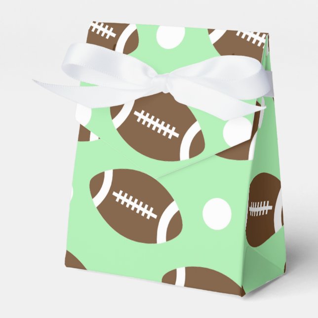 Light Green Football, White Polka Dots Favor Box (Front Side)