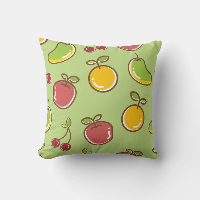 Light Green Fruit Themed Throw Pillow (Front)