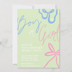 Light Green Gender Reveal Party Invitation 