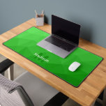Light green Geometric Mesh Pattern monogram Desk Mat<br><div class="desc">Monogram Personalize with your custom initial and name. Unique cool desk mat for his office,  room,  work,  man cave,  gaming room.. 
Bright green Gradient Geometric Mesh Pattern. Subtle modern design Elegant and cool Triangle geometric mesh gradient.</div>