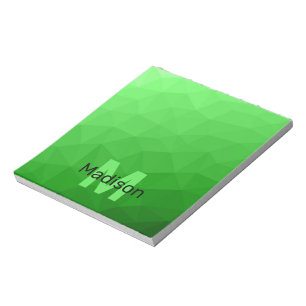 Light green geometric mesh pattern Monogram Notepad