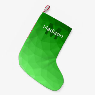 Light green geometric mesh pattern Monogram Small Christmas Stocking