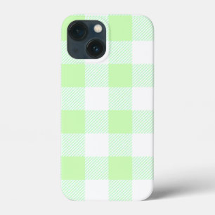 Light Green Gingham Check Pattern iPhone 13 Mini Case