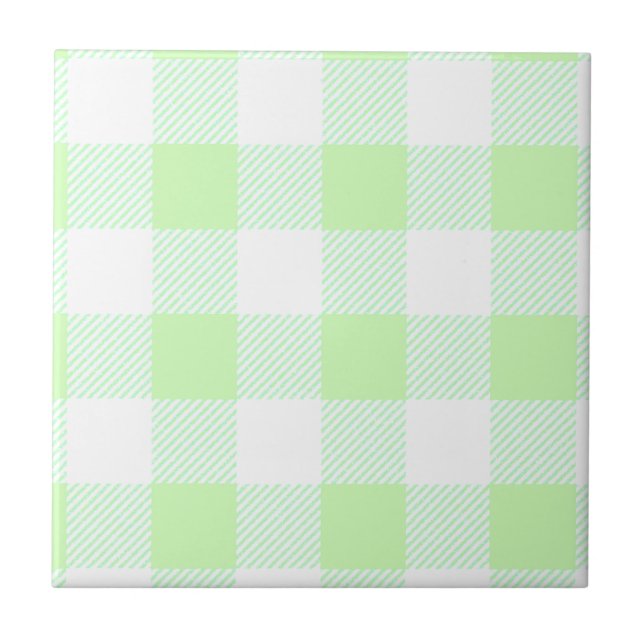 Light Green Gingham Check Pattern Tile (Front)