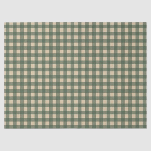 Light Green Gingham Decoupage Tissue Paper (Front)