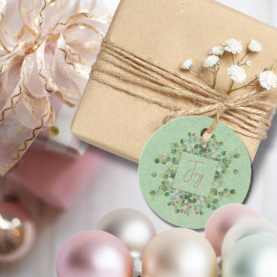 Light Green Glitter Botanical Eucalyptus Custom Favour Tags