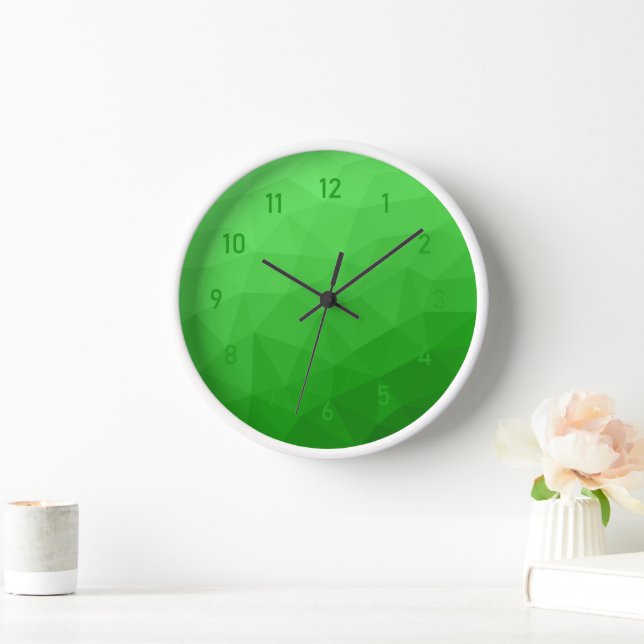 Light green gradient geometric mesh bright pattern clock (Home)