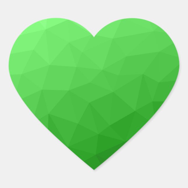 Light green gradient geometric mesh bright pattern heart sticker (Front)