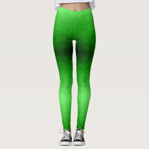 Light green gradient geometric mesh bright pattern leggings