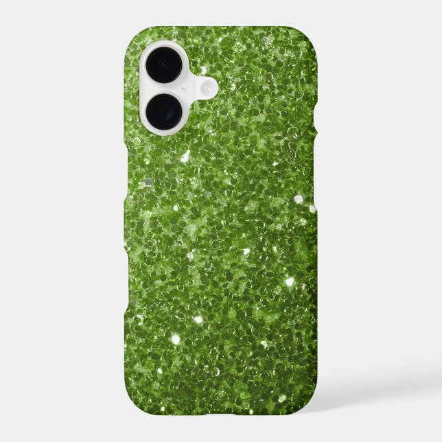 Light green greenery faux glitter sparkles iPhone case (Back)