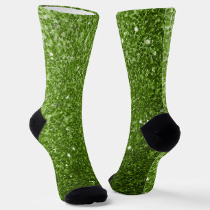Light green greenery faux glitter sparkles socks