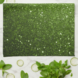 Light green greenery glitter sparkles kitchen towel
