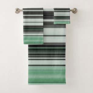 Light Green Grey Stripe Design Bath Towel Set