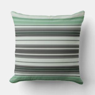 Light Green Grey Stripe Design Outdoor Pillow