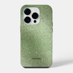 Light green iridescent shimmering background iPhone 14 pro case