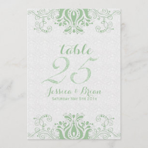 Light Green Lace & White Wedding Table Number 2