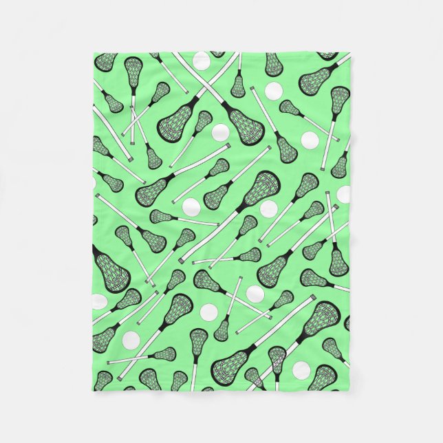 Light green lacrosse sticks pattern fleece blanket (Front)
