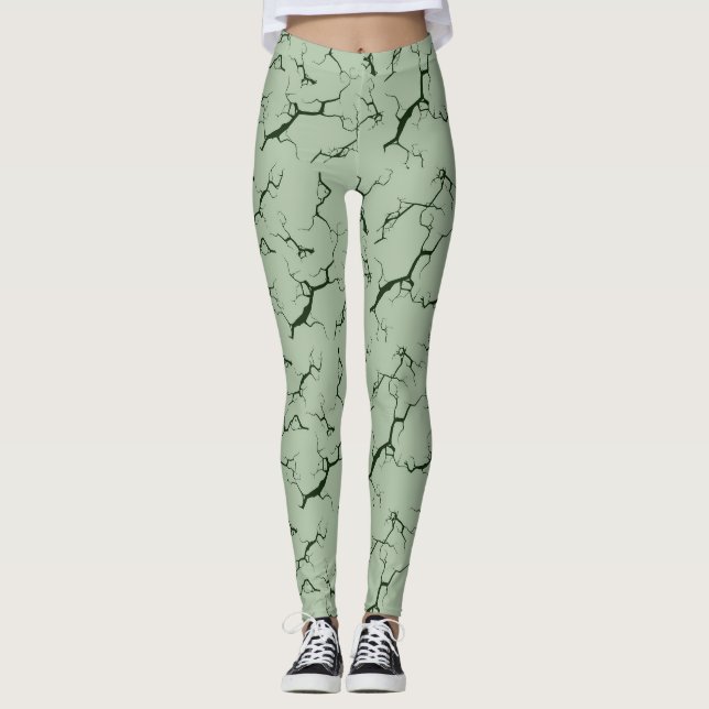light green leggings with tie-dye design (Front)