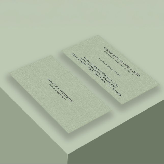 Light Green Linen Fabric Texture Business Card (Creator Uploaded)