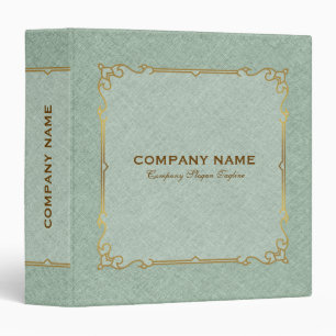 Light Green Linen Texture Gold Vintage Frame Binder