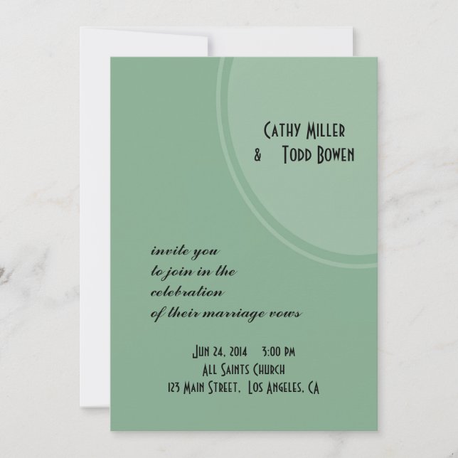 Light Green Modern Circle Wedding Invitation (Front)