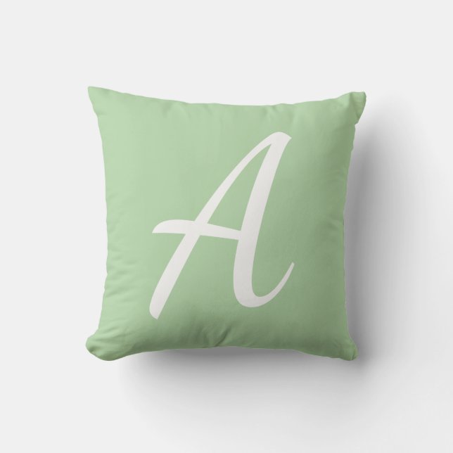 Light Green Monogram  Throw Pillow (Front)
