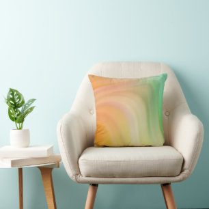 Light Green, Orange and Yellow Waves Throw Pillow