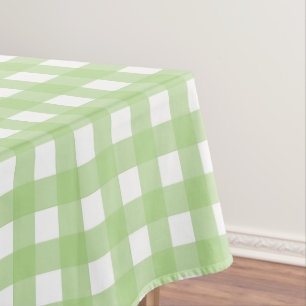 Light Green Pastel Gingham Check Pattern Tablecloth
