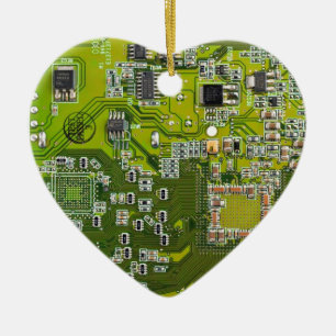 Light Green PCB Circuit Board Design for IT Pros Ceramic Ornament