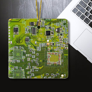 Light Green PCB Circuit Board Design for IT Pros Ceramic Ornament
