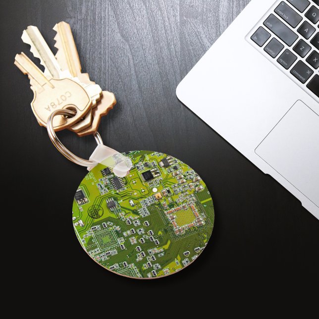 Light Green PCB Circuit Board Design for IT Pros Keychain (Creator Uploaded)