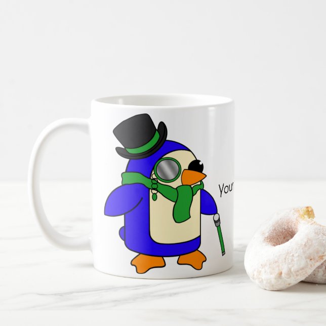 Light Green Penguins Coffee Mug (With Donut)