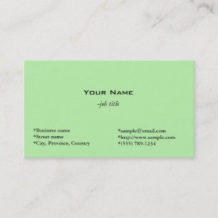 light green personal business card