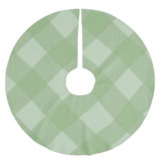 Light Green Plaid Gingham Christmas Tree Skirt