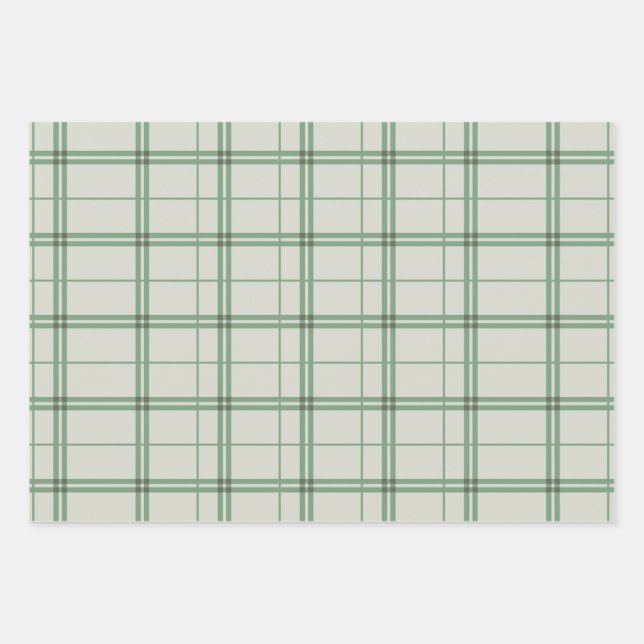 Light Green Plaid Pattern Check Print Tartan Wrapping Paper Sheet (Front)