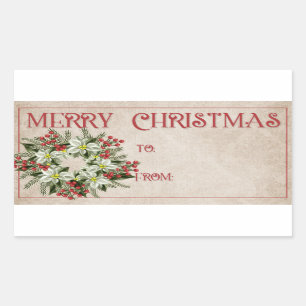Light Green Poinsettia Wreath Merry Christmas Sticker