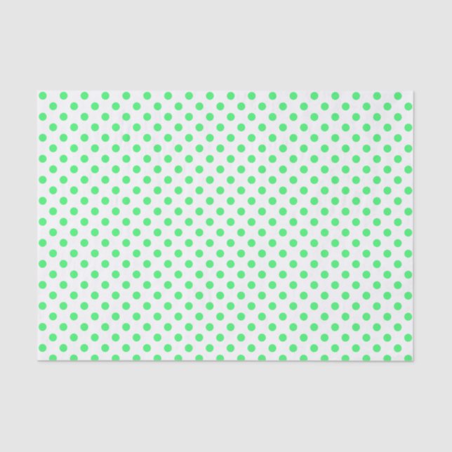 Light Green Polka Dot on White Tissue Paper (Front)