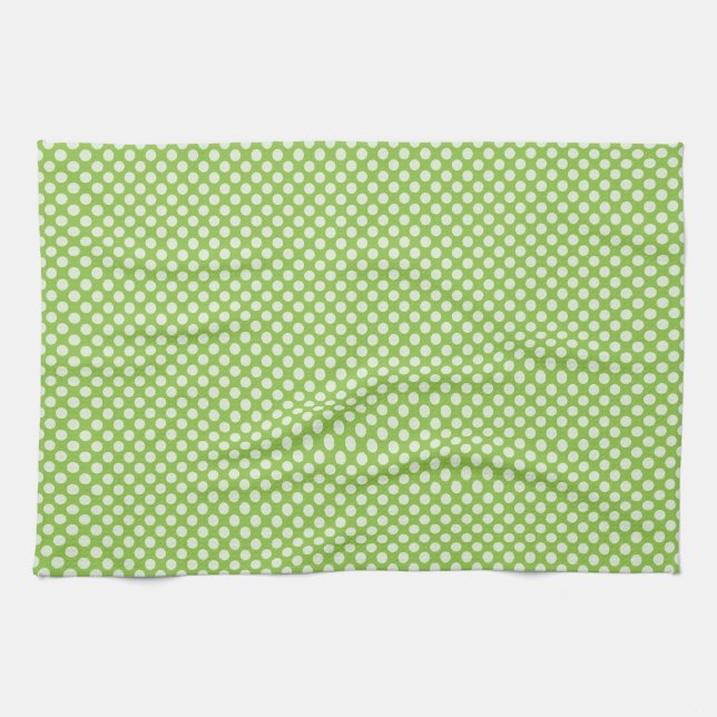 Light Green Polka Dots Kitchen Towel (Horizontal)