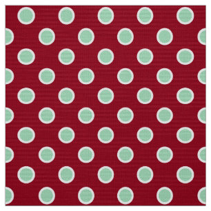 Light Green Polka Dots on Maroon Christmas Fabric
