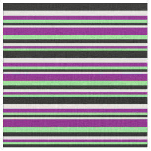 Light Green, Purple, Mint Cream, and Black Lines Fabric