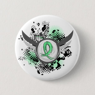 Light Green Ribbon And Wings Celiac Disease 2 Inch Round Button