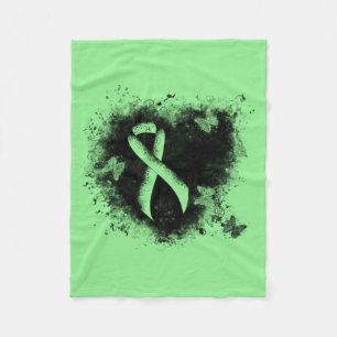 Light Green Ribbon Grunge Heart Fleece Blanket