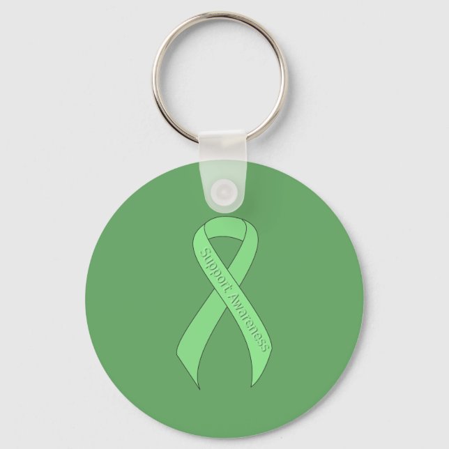Light Green Ribbon Support Awareness Keychain (Front)
