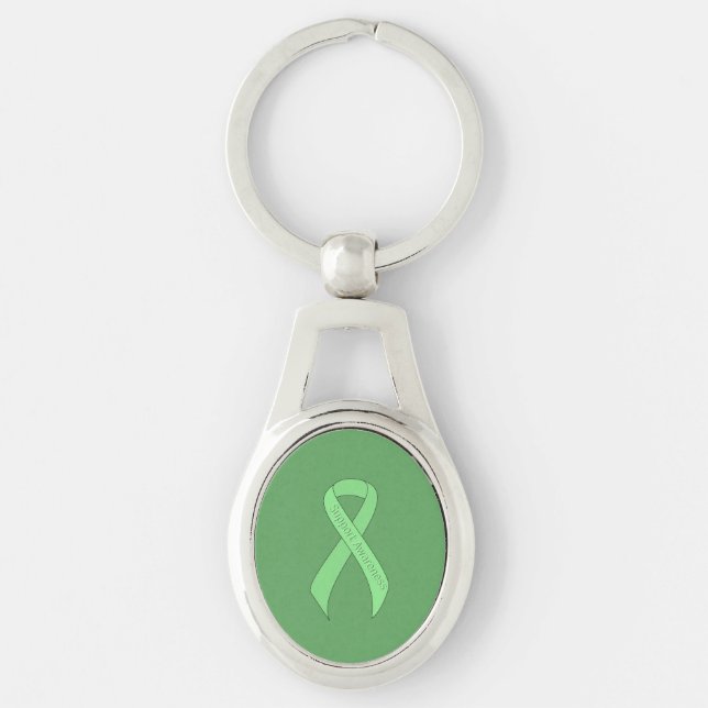 Light Green Ribbon Support Awareness Keychain (Front)