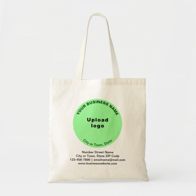 Light Green Round Shape Business Brand on Budget Tote Bag (Front)