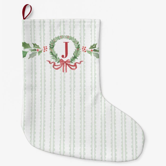 Light Green Scallop Large Christmas Stocking (Front)