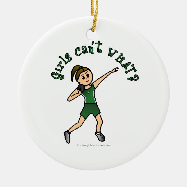 Light Green Shot Put Ceramic Ornament (Front)